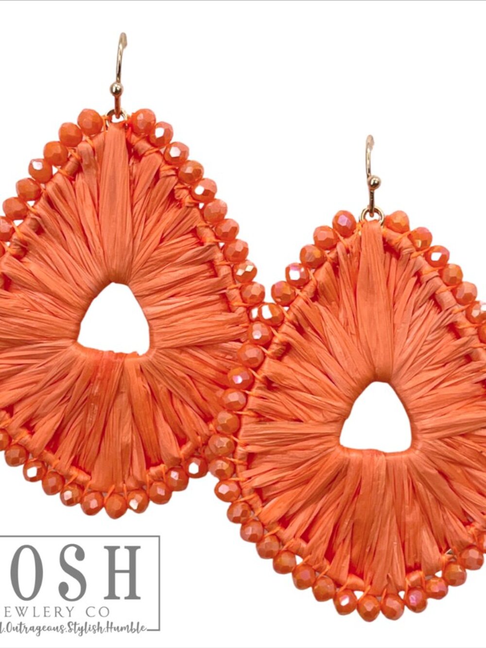 Raffia Orange Beaded Earrings